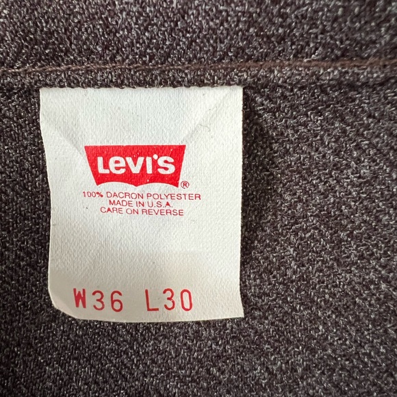 VTG Men’s Levi’s Polyester Pants W36 L30 Pleated Brown - Picture 3 of 8
